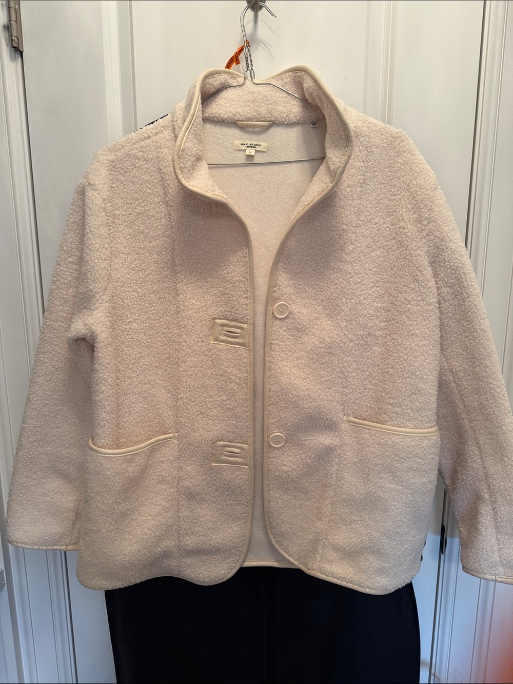 Max Studio Cream Teddy Fleece Jacket